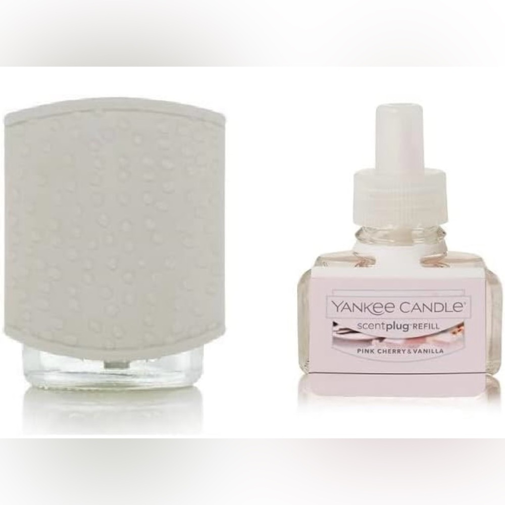 NEW Yankee Candle Sprinkle Dots Scent-Plug Diffuser W/ Pink Cherry Vanilla Refi…